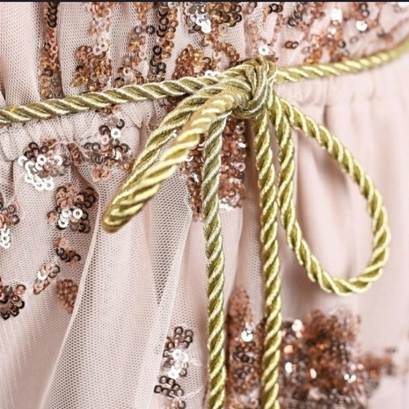 Rose Gold Sequin Embroidered Long Sleeve Romper - Picture 5 of 7